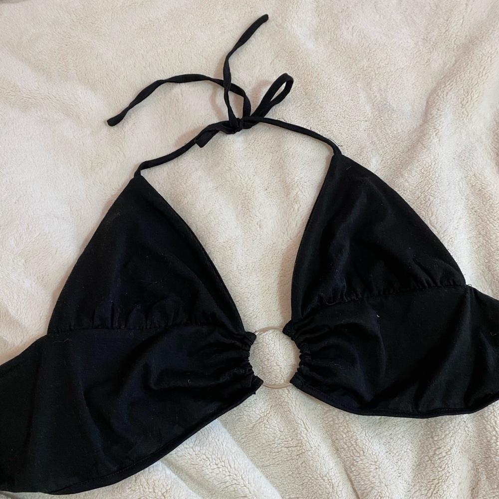 Black Hoop Halter Top